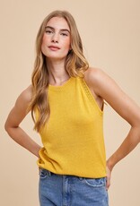 509 Broadway Crochet Detail Halter Sweater Top
