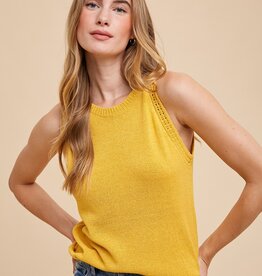 509 Broadway Crochet Detail Halter Sweater Top