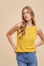 509 Broadway Crochet Detail Halter Sweater Top