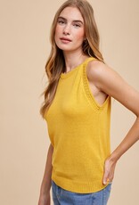 509 Broadway Crochet Detail Halter Sweater Top