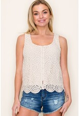 509 Broadway Scalloped Hem Crochet Top