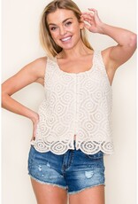 509 Broadway Scalloped Hem Crochet Top