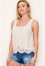 509 Broadway Scalloped Hem Crochet Top