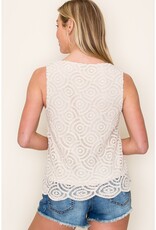 509 Broadway Scalloped Hem Crochet Top