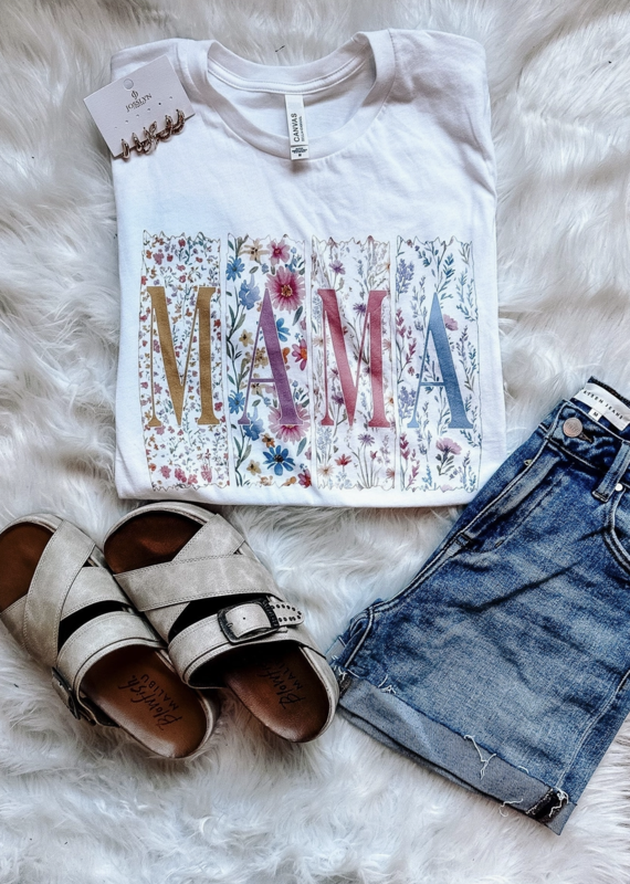 509 Broadway Mama Floral Pastel Tee