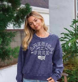 509 Broadway America Cropped Thermal Vintage Pullover