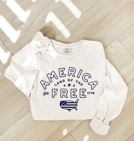 509 Broadway America Mineral Washed Long Sleeve Graphic