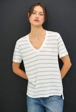 509 Broadway Striped Relaxed V-Neck Tee