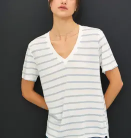 509 Broadway Striped Relaxed V-Neck Tee