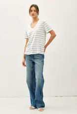 509 Broadway Striped Relaxed V-Neck Tee