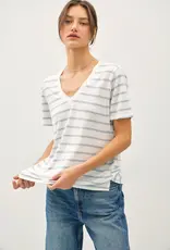 509 Broadway Striped Relaxed V-Neck Tee