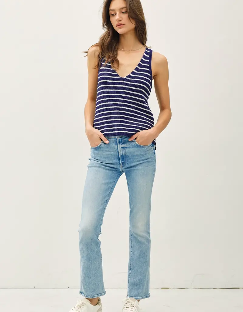 509 Broadway Lightweight Striped Racerback Sweater Tank