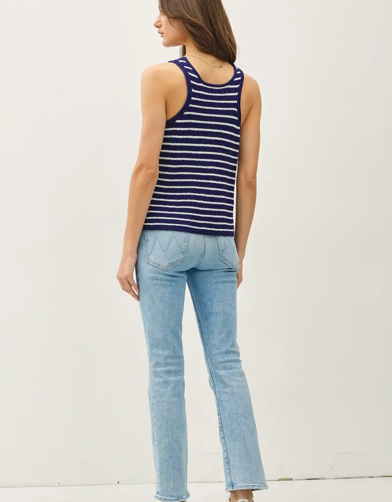 509 Broadway Lightweight Striped Racerback Sweater Tank