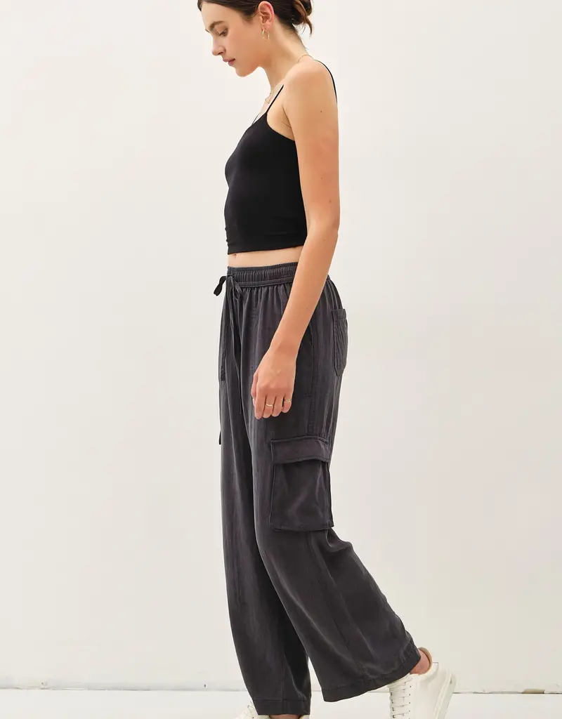 509 Broadway Tencel High Rise Drawstring Cargo Pants