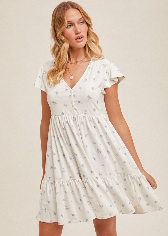 509 Broadway Rib Floral Mini Dress