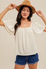 509 Broadway Butterfly Sleeve Pointelle Top