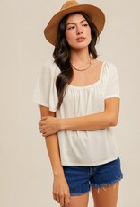509 Broadway Butterfly Sleeve Pointelle Top