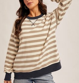 509 Broadway Color Contrast Stripe Oversized Shirt