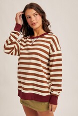 509 Broadway Color Contrast Stripe Oversized Shirt