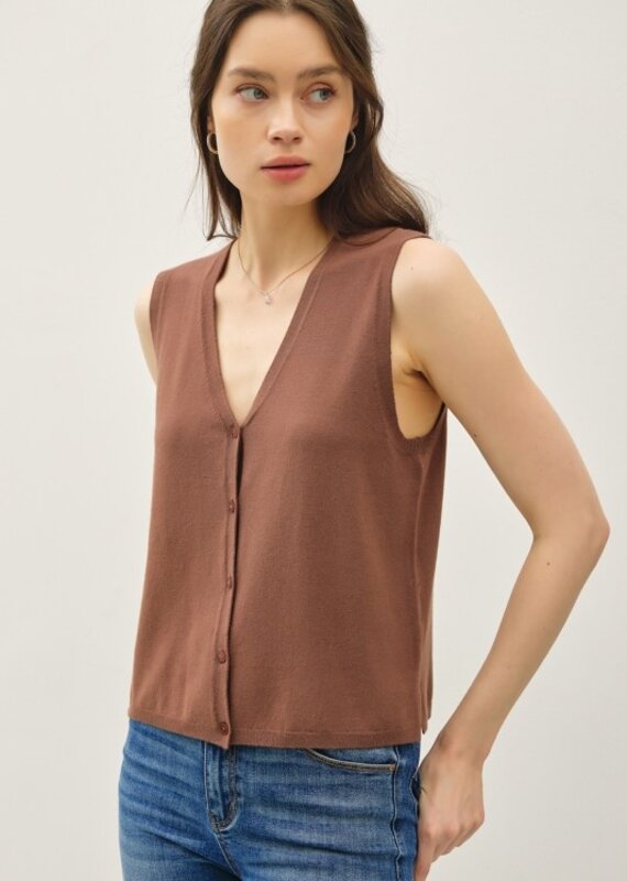 509 Broadway Bottom Up V-Neck Sweater Tank