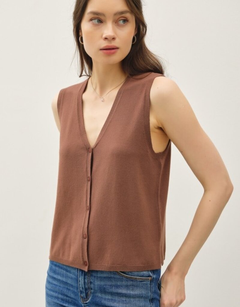 509 Broadway Bottom Up V-Neck Sweater Tank