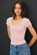 509 Broadway Striped Square Neck Top