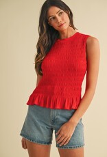 509 Broadway Smocked Detailed Ruffle Kit Tank