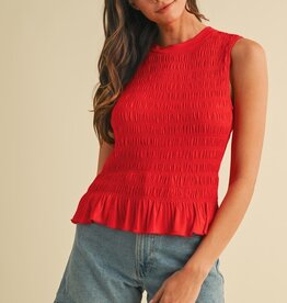 509 Broadway Smocked Detailed Ruffle Kit Tank
