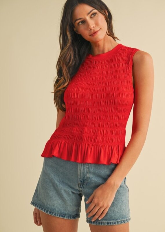 509 Broadway Smocked Detailed Ruffle Kit Tank