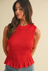 509 Broadway Smocked Detailed Ruffle Kit Tank