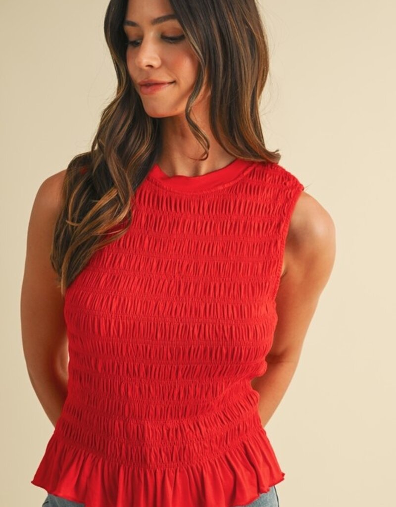 509 Broadway Smocked Detailed Ruffle Kit Tank
