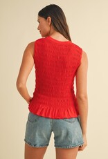 509 Broadway Smocked Detailed Ruffle Kit Tank