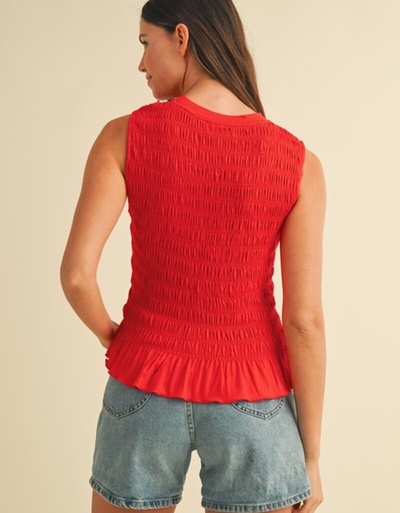 509 Broadway Smocked Detailed Ruffle Kit Tank
