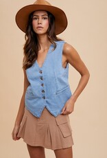 509 Broadway Denim Button Down Vest