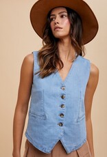 509 Broadway Denim Button Down Vest