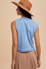 509 Broadway Denim Button Down Vest