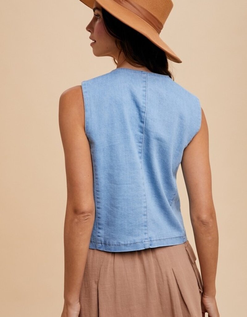 509 Broadway Denim Button Down Vest