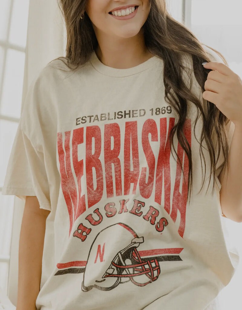509 Broadway Nebraska Established Date Helmet Thrifted Tee