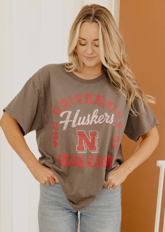 509 Broadway Nebraska Huskers Draft Charcoal Thrifted Tee