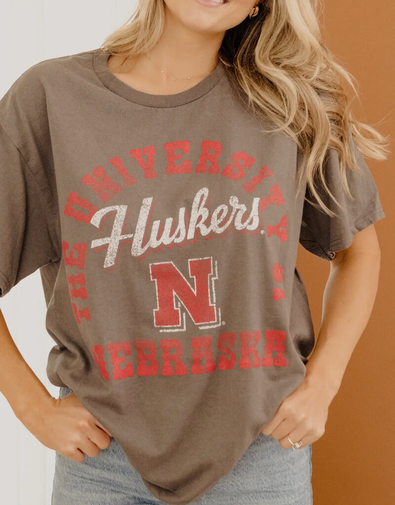 509 Broadway Nebraska Huskers Draft Charcoal Thrifted Tee