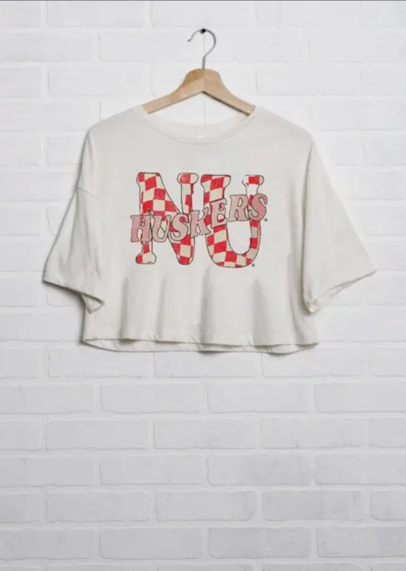 509 Broadway Nebraska Huskers Twisted Check Cropped Tee