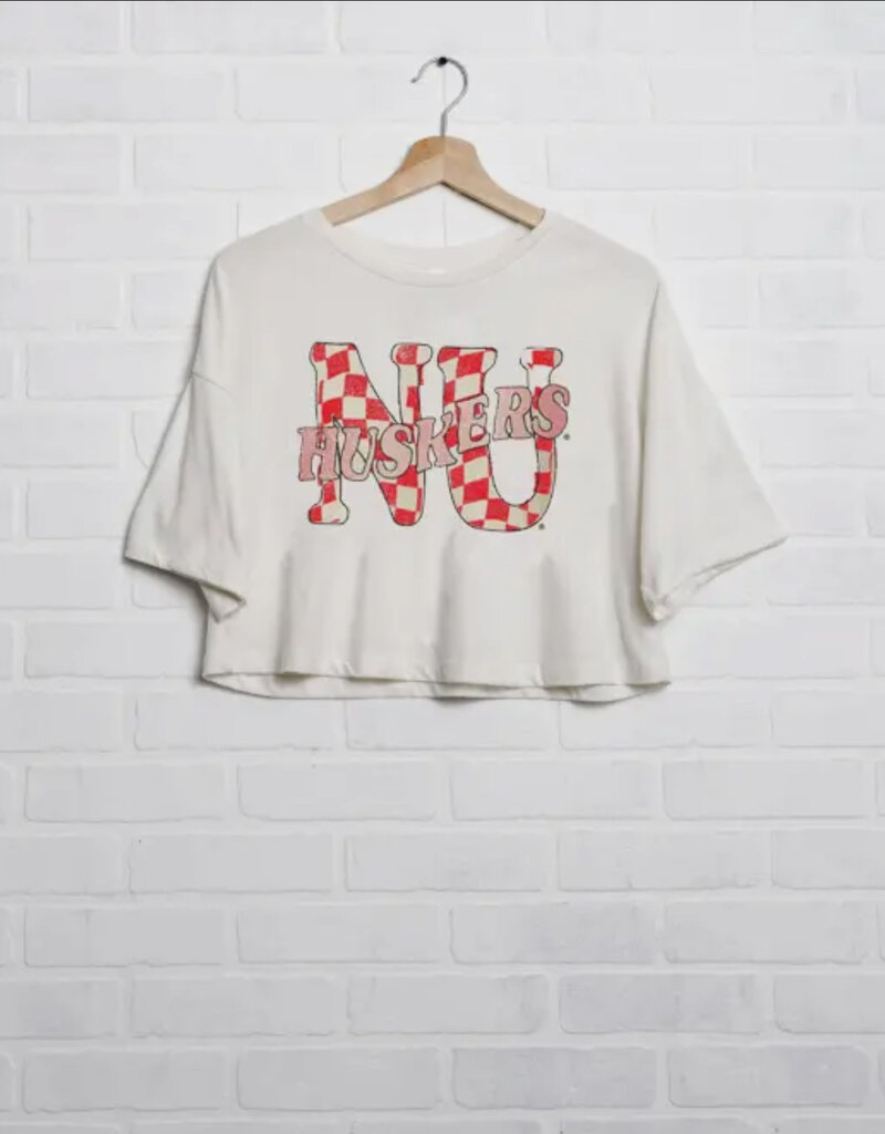 509 Broadway Nebraska Huskers Twisted Check Cropped Tee