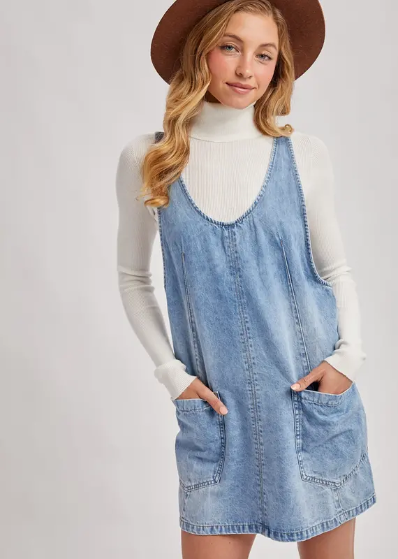 509 Broadway Denim Washed Overall Dress