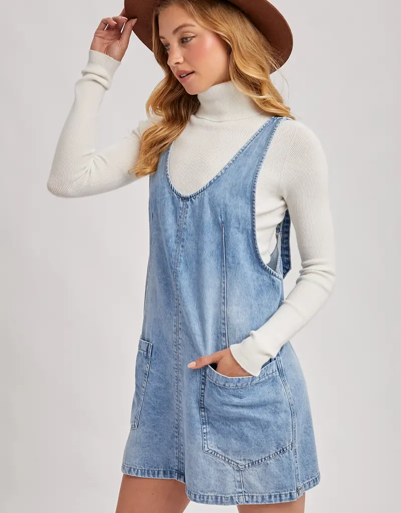 509 Broadway Denim Washed Overall Dress