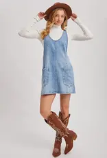 509 Broadway Denim Washed Overall Dress