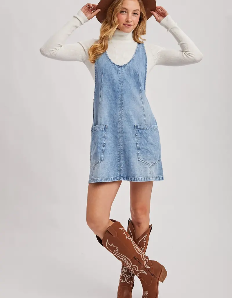 509 Broadway Denim Washed Overall Dress