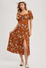 509 Broadway Floral Print Sweatheart Midi Dress