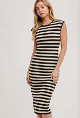 509 Broadway Stripe Contrast Tank Midi Dress