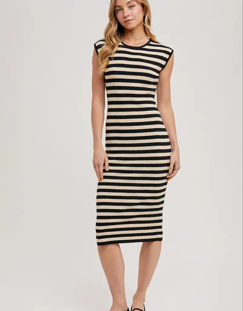 509 Broadway Stripe Contrast Tank Midi Dress
