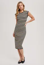 509 Broadway Stripe Contrast Tank Midi Dress